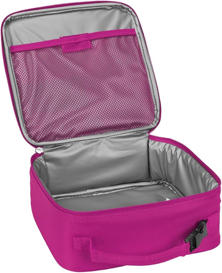 LEGO Lunch Bag, Durable and Insulated, with Mesh Pouch and Zip Compartment, Perfect for On-the-Go Meals, Pink
