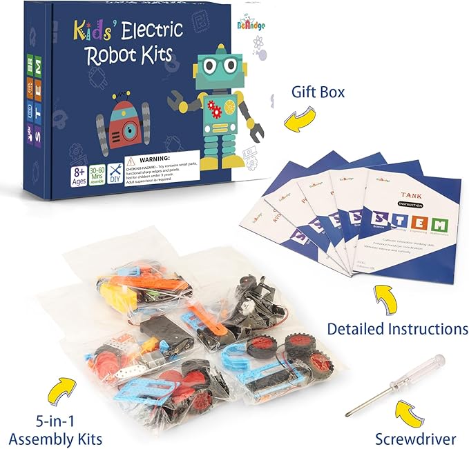 STEM Kits for Kids Crafts 6-8 8-12, Boys Gifts Toys for 6 7 8 Year Old Boy Birthday Gift Ideas, STEM Toys Crafts 6+ 7+ yr, Robotics Science Kits Activities Robot Building Age 8-10 9 10 11 12 13 14
