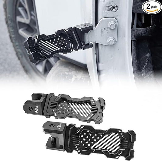 JOYTUTUS 120° CNC Wrangler Foot Pegs Doors Off Compatible with Wrangler JK, JKU, JL, JLU & Gladiator JT 2007 to 2026, Aluminum Exterior Door Hinge Foot Rest Pedals Footrests