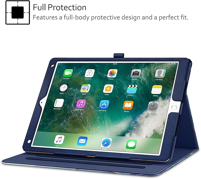 Fintie Multi-Angle Case, 2017/2015 iPad Pro 12.9 inch (Old Model) 1st & 2nd Gen Case - [Corner Protection] Folio Stand Cover with Pencil Holder & Pocket, Auto Wake/Sleep, Ocean Marble