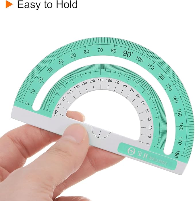 HARFINGTON 4pcs Geometry Set 15cm Metric Measure Ink Printing Aluminum Ruler Metal Ruler Set Triangle Protractor Ruler Tool Set for Classroom, Office, Home, Light Green