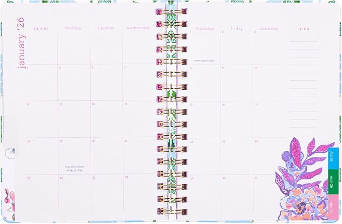 Lilly Pulitzer Large Monthly Planner January 2026 - December 2026, Monthly Agenda & Calendar, Stickers, Pockets, & Spiral Binding (Swayin in the Breeze)