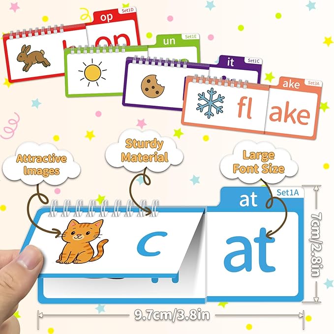 Word Family Build Book, 40 Read & Rhyme Flip Activity Books, Learn to Read Phonics Flash Cards for Preschool/Kindergarten, 1st-3rd Grade Kids, Ages 4-8 Homeschool Educational Learning Tools