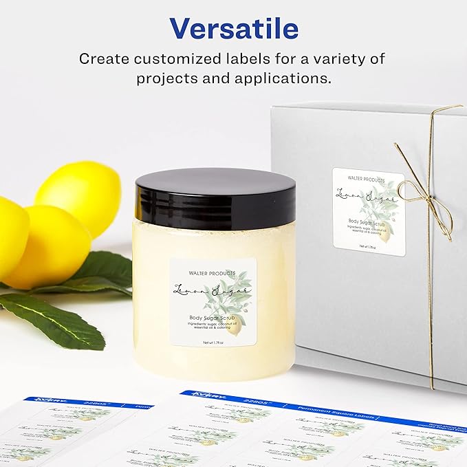 Avery Printable Blank Square Labels, 1.5" x 1.5", Matte White, 600 Customizable Labels (22805)