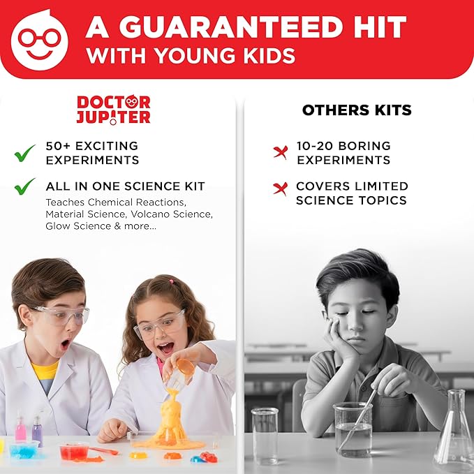 Doctor Jupiter Ultimate Science Kit, Chemistry Set for Kids Ages 8-10-12-14 | Birthday Gift Ideas for Boys & Girls 8,9,10+ Years Old | STEM Toy with 50+ Experiments | Learning & Educational Projects