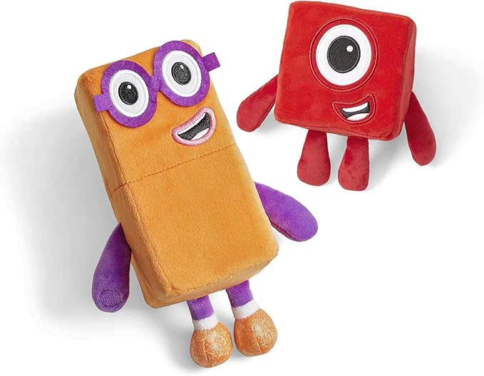 hand2mind Numberblocks One & Two Playful Pals, Plush Figure Toys, Numbers for Toddlers, Preschool Math Learning Toys, Stuffed Animal Plushies, Counting Blocks, Soft Stuffies, Kids Birthday Gifts﻿﻿﻿﻿