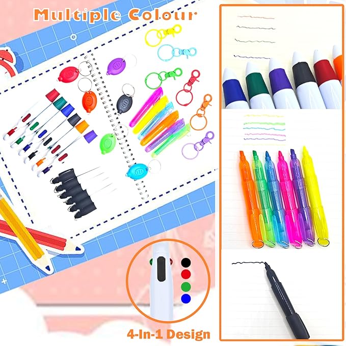 Nurse Pen Set, Badge Reel Pen Include Highlighter, Permanent Marker, LED Keychain Flashlight, Ballpoint Pen, and Nursing Keychain Clip (Orange)