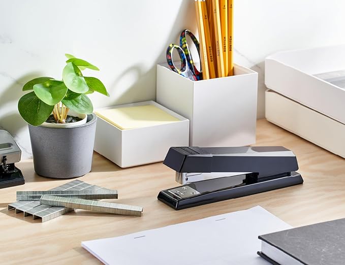 Bostitch Office Stapler, No-Jam Premium for Desktop, Includes 3,750 Staples, Full-Strip, 25 Sheet Capacity, Black, 3 Pack