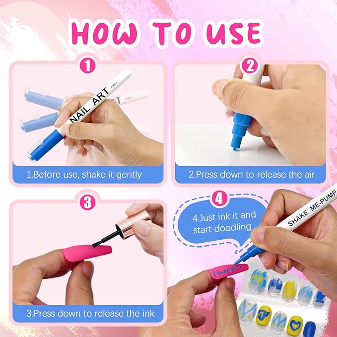12 Color Nail Art Pens for Painting Nails, 0.7 MM Nail Polish Pens Drawing Point Liner Acrylic Painted Pen Kit, Waterproof Quick-drying for DIY Nails Art Design Manicure Tools