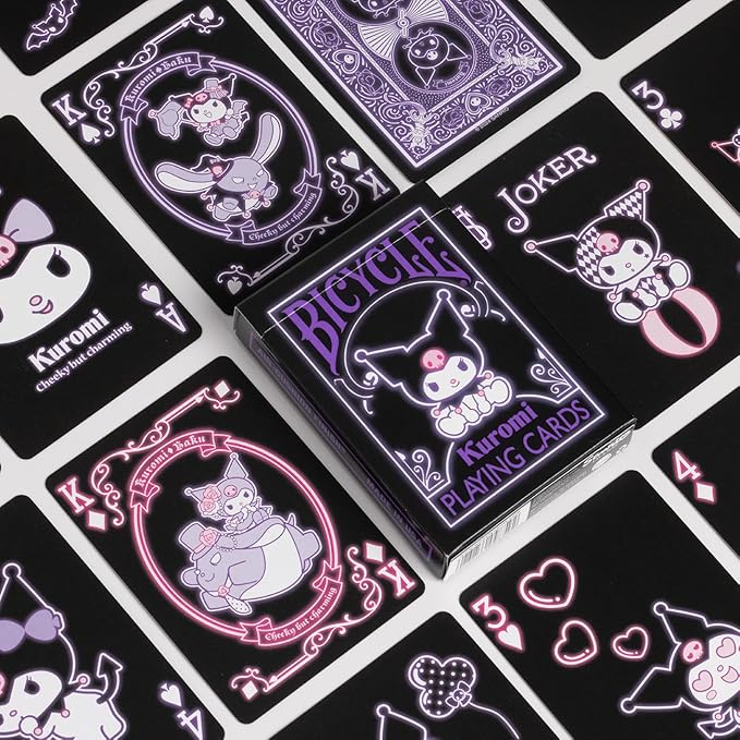 Bicycle Hello Kitty Playing Cards Bundle, Sanrio Black & Pink Hello Kitty and Kuromi Collectible Deck of Cards