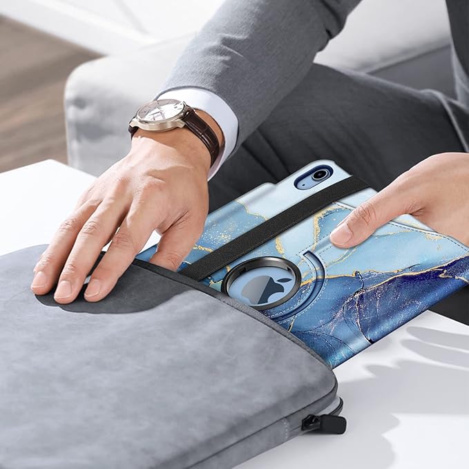 Fintie Rotating Case for iPad (A16) 11th Generation 11 Inch (2025), iPad 10th Generation 10.9 Inch (2022) - [Built-in Pencil Holder] 360 Degree Rotating Protective Stand Cover, Ocean Marble