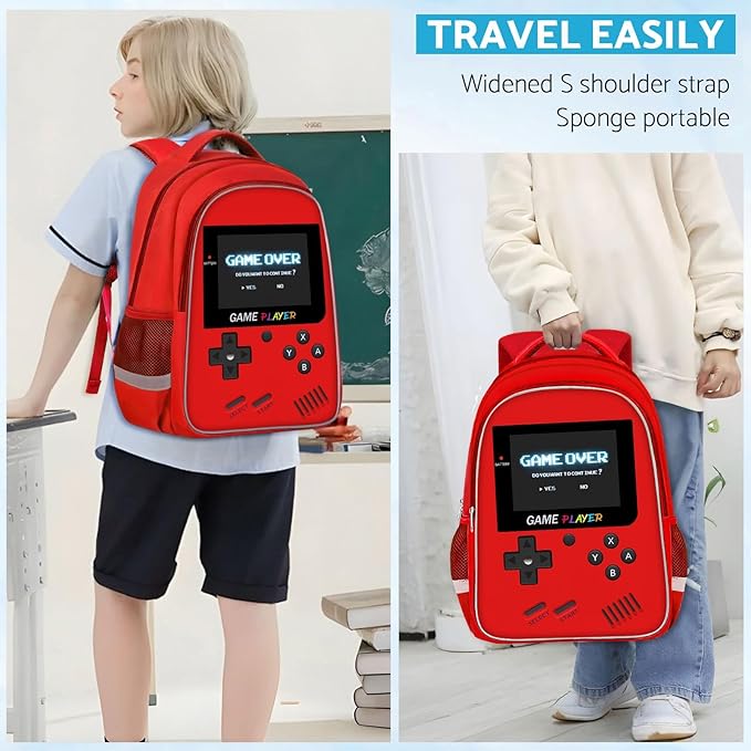 School Backpack For Boys - Gamer Boys Backpack For Kids Children Teens Elementary Middle School - Ages 6-18，17″