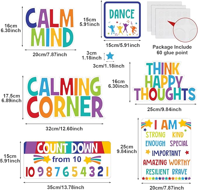 Pajean Calm Down Corner Bulletin Board Set for Classroom Decoration Feelings Chart Mental Health Feeling Management Poster for Kindergarten Emotions Poster Decor School(Bright Colors)