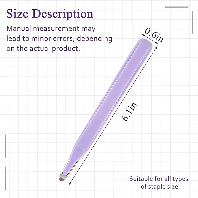 Professional Staple Remover Tool, Magnetic Tip Design Facilitates Collection of Staples, Staple Remover Stick for Home, School, and Office, Purple