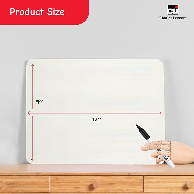 Charles Leonard Magnetic Dry Erase Board, Two Sided, Plain/9" x 12", (35130)