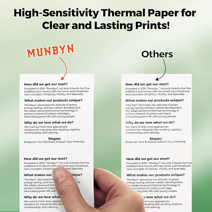 MUNBYN Thermal Paper 3 1/8 x 230ft, 5 Rolls Receipt Paper Work for Star Micronics TSP100 TSP143 Epson 80mm Receipt Printer Square POS Register Credit Card Terminals, Pos Register Paper BPA Free