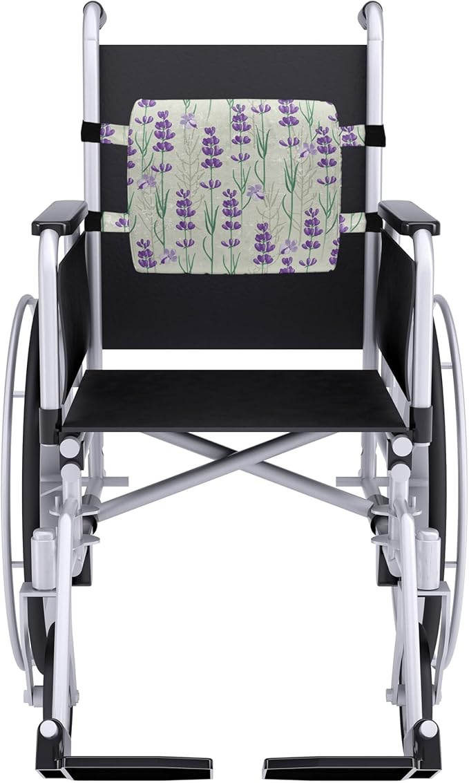 Ambesonne Lavender Lumbar Back Support Pillow, Botanical Pattern with Fresh Herbs Aromatherapy Spa Theme, High Density Foam for Office Chairs Car Seats, 14" x 13", Pale Sage Green Violet