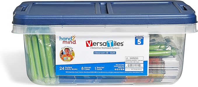 hand2mind VersaTiles Math Classroom Set for Grade 5, Math Practice Workbook for Students, Elementary Classroom Must Haves, Fourth Grade Learning Activities, Teacher Must Haves