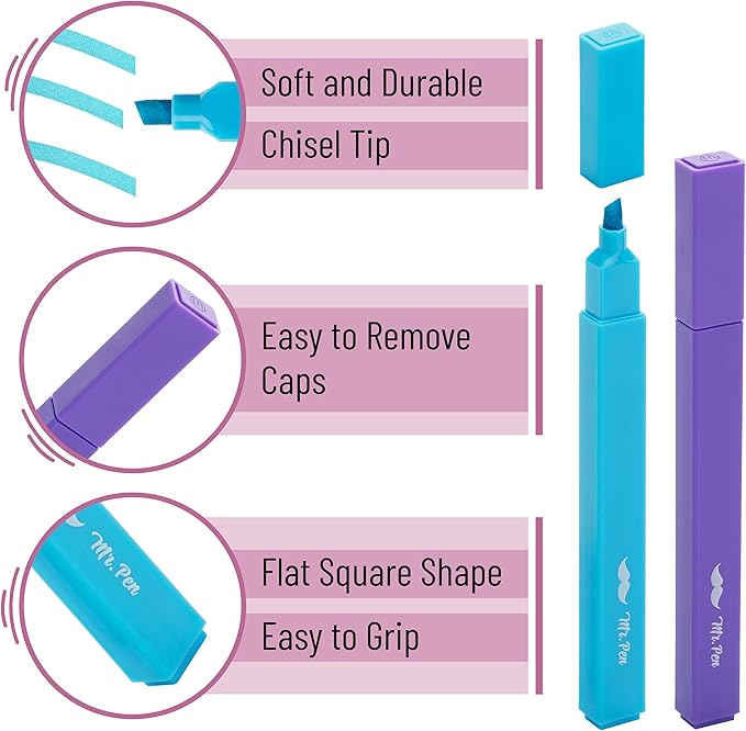 Mr. Pen- Aesthetic Highlighters, 12 pcs, Chisel Tip, Vibrant Colors, Bible Highlighters and Pens No Bleed