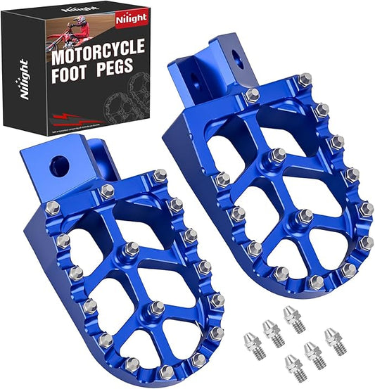 Nilight Motorcycle Foot Pegs Dirt Bike Footpegs Fit for Yamaha PW50 1981-2021 PW80 1983-2006 Y-ZINGER 1985-2001 TW200 1987-2021 CNC Foot Pegs for Motorcycles Heavy Duty Foot Rests Peg Pedal, Blue