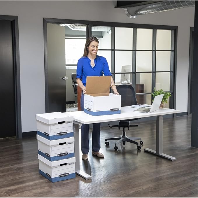 Fellowes Bankers Box 20-Pack R-Kive Heavy Duty File Storage Boxes with Lids, FastFold Assembly, Letter/Legal, (0724314)
