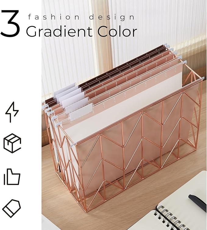 Y YOMA 36 Pack Gradient Hanging File Folders Letter Size Decorative Hanging Folder Pretty File Folder Organizer for Filing Cabinet Office Home with 1/5-Cut Adjustable Tabs, Coco Mocha