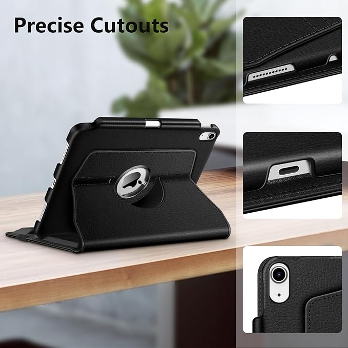 Fintie Rotating Case for iPad (A16) 11th Generation 11 Inch (2025), iPad 10th Generation 10.9 Inch (2022) - [Built-in Pencil Holder] 360 Degree Rotating Protective Stand Cover, Black