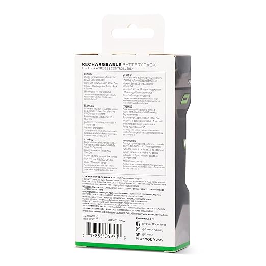 PowerA Rechargeable Battery Pack for Xbox Series X|S and Xbox One Controllers, Officially Licensed (Amazon Exclusive)
