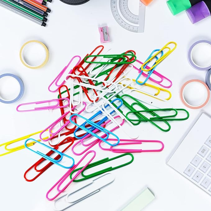 Paper Clips, 100Pcs 2 Inch Large Paperclips, Assorted Colored Coated Jumbo Reusable Big Paperclips, Large Colored Paper Clips for Office School Document Organizing