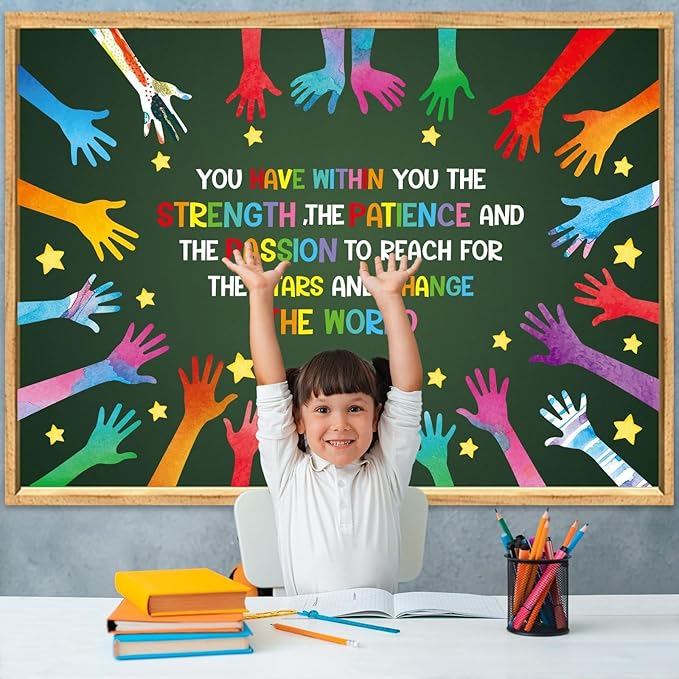 We Can Change The World Bulletin Board Set Student Diversity Bulletin Board Decorations Colorful Handprint Themed Classroom Bulletin Boards Motivational Hands Cutouts School Wall Decor