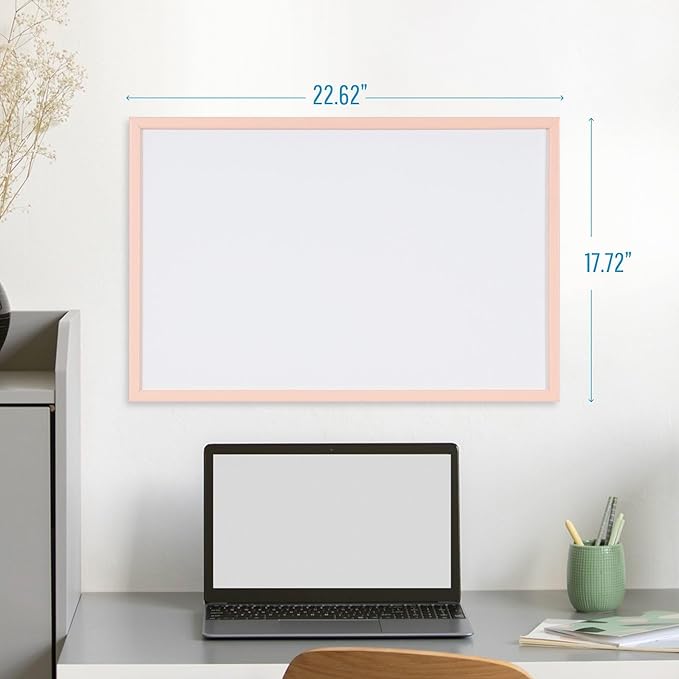 MasterVision Pastel Magnetic Dry Erase White Board, 24" x 18", Salmon Pink Frame, Decorative Whiteboard for Kitchen, Dorm, or Classroom, Wall Décor for Home Office