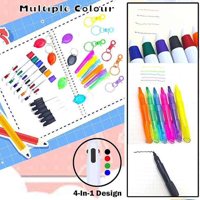 Nurse Pen Set, Badge Reel Pen Include Highlighter, Permanent Marker, LED Keychain Flashlight, Ballpoint Pen, and Nursing Keychain Clip (Black)