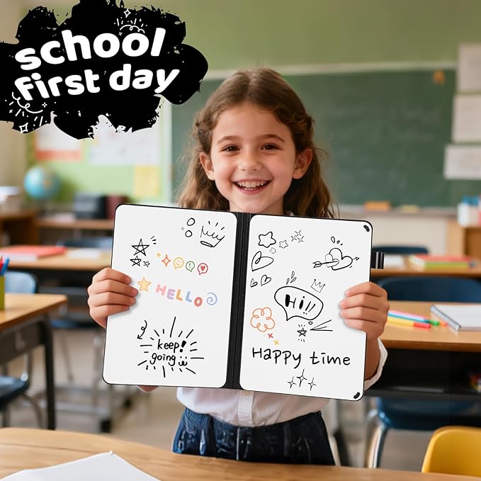 A5 Portable White Board Dry Erase, 8.4 x 6 inch Double Sided Folding Whiteboards with 2 Pens, Small Dry Erase Board Notebook for Study, Doodling, Meeting, Planning