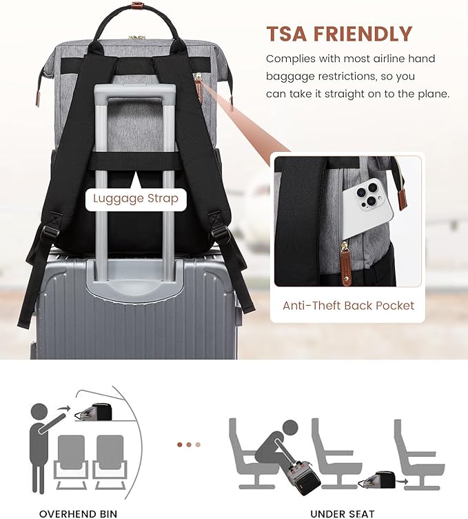 LOVEVOOK Laptop Backpack for Women, 17.3'' Waterproof Nurse Bag Teacher Work Backpack Purse for Women, Travel Computer Backpack for College Office Business Ladies