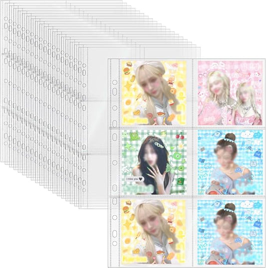 Mogoostry A4 Clear Sheet Protectors 6 Pockets Binder Sleeves 20 Sheets 11 Holes Top Open Photocard Refill Page Protector