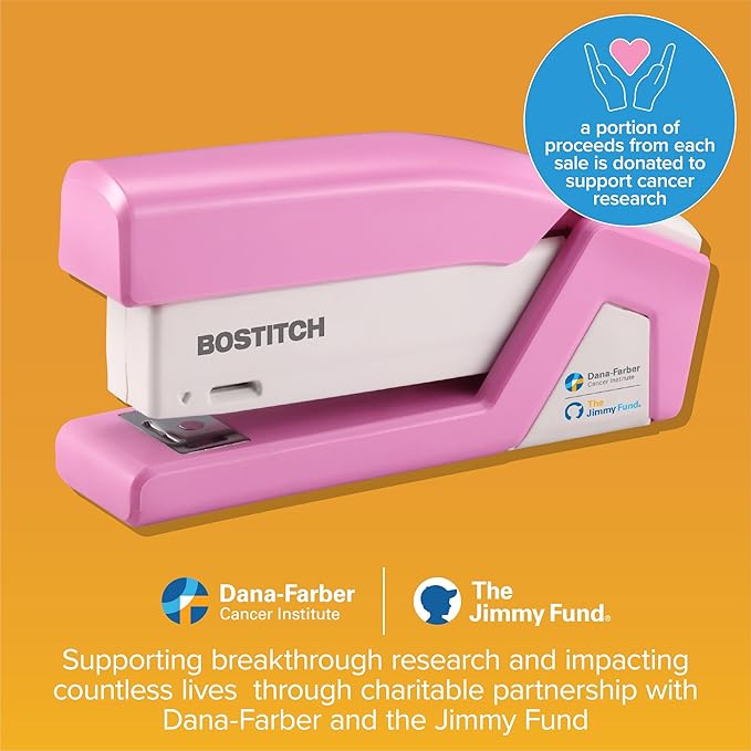 Bostitch Office InCourage Spring-Powered Compact Stapler, BCA Pink (1588), plastic-half strip