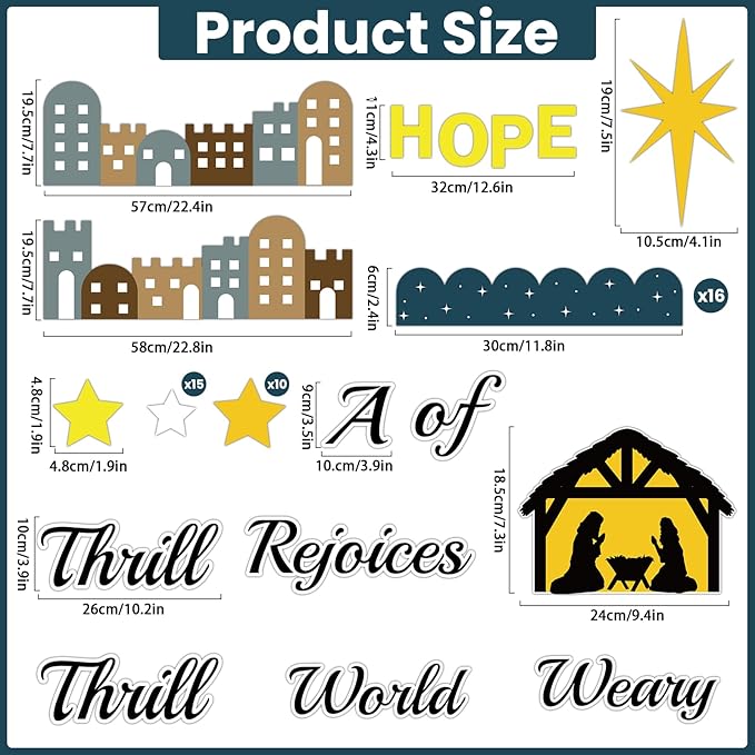 Nativity Bulletin Board Set Classroom Decorations Religious Christmas Paper Cutout with Jesus Christian Advent Bulletin Board Nativity Scene Cutout for Sunday School Xmas Holiday Church Decor Supplies