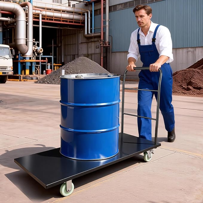 VEVOR 2000 LBS Heavy Duty Platform Truck, Upgraded Version with Larger Deck (60" x 28"), Industrial Steel Flatbed Cart with Swivel Wheels, Push Cart Dolly for Warehouse/Garage/Moving/Garden
