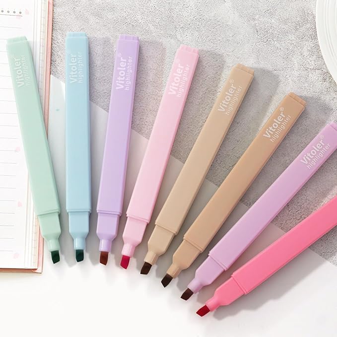 Vitoler Bible Highlighters Assorted Colors,8 Pack,Soft Chisel Tip,Highlighters Set for Aesthetic Office Supplies,Book Markers