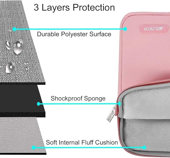 MOSISO Laptop Case 15 inch, 15 inch Laptop Sleeve Compatible with MacBook Air 15 M4 A3241 M3 A3114 M2 A2941 2025 2024 2023,Dell XPS 15,Polyester Vertical Computer Sleeve Bag with Pocket, Pink