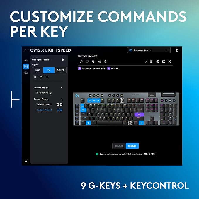 Logitech G915 X Lightspeed Low-Profile Wireless Gaming Keyboard, Double-Shot PBT Keycaps, Fully Programmable Keys, RGB Backlighting, Sleek Aluminum Finishing, GL Red Linear Switches - PC/Mac - Black
