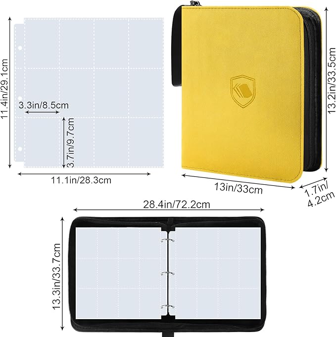 1200 Pockets Trading Card Binder, PU Cover Zipper Card Collection Album, Sturdy Card Folder Holder for MTG, TCG, Game Cards, Sports Cards