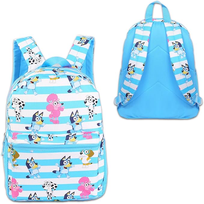 Bluey Backpack and Lunch Box Set - Bundle with 16” School Bag, Lunch Box, Water Bottle, More | Bluey Backpack and Lunchbag for Boys, Girls, Kids