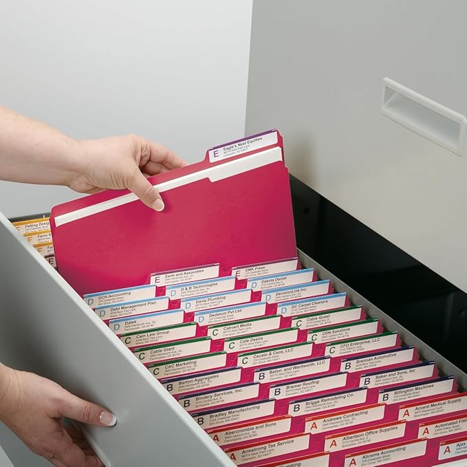Smead Standard File Folders, Value Filing Bulk Case of 500 Folders, Red, 1/3-Cut Tabs, Letter Size (21124)