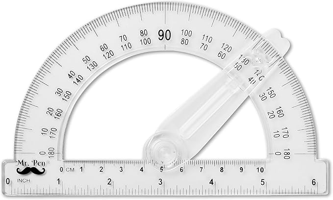 Mr. Pen- Plastic Protractor with Swing Arm, 3 Pack, 6 Inch, Clear Protractors for Geometry Classroom Student School & Office Supplies, Swing Arm Math Protractors 180 Degrees