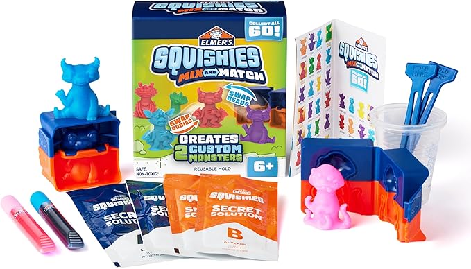 Elmer's Squishies Mix and Match DIY Squishy Toys Kids Crafts Creates 2 Mix and Match Characters 12 Piece Kit
