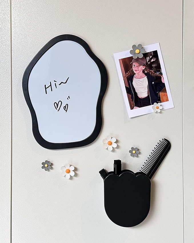 KEYDUACU 12 pcs Girls Locker Accessories, Locker Decorations Including Mirrors, whiteboards, Magnets and organizing Supplies. Ideal for Back-to-School Essentials and The Office (12 pcs-Black)