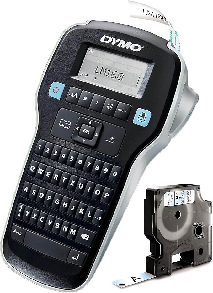 DYMO LabelManager 160 Portable Labelling Device, Labelling Device with QWERTZ Keyboard and Easy Text Editing, for D1 Labels in 6, 9 and 12 mm Widths