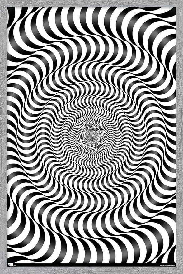 Trends International Zebra Stripe Optical Illusion Wall Poster, 22.4L x 14.7W, Gray Framed Version