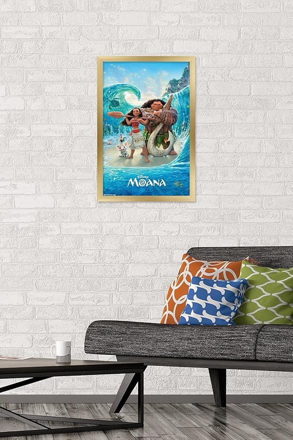 Disney Moana - Ocean Floor Wall Poster, 22.4L" x 14.7W", Gold Framed Version